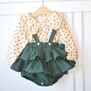 Vintage style blouse with ruffle bloomer set 3m
